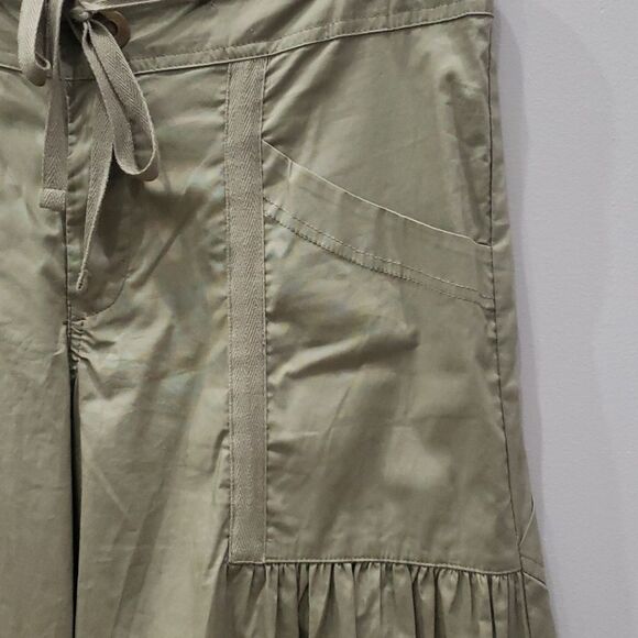 Contrast Pant Womens sz Medium Cargo Wide Leg Olive Khaki Cotton Hippie Bohemian - Picture 2 of 7